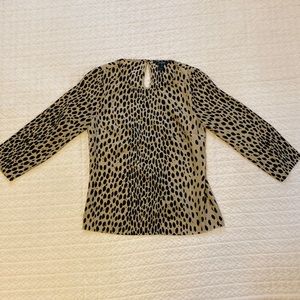 J. Crew 100% Silk Cheetah/Animal Print 3/4 Sleeve Shirt